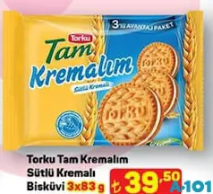 TORKU TAM KREMALIM SÜTLÜ KREMALI BİSKÜVİ 3X83 G